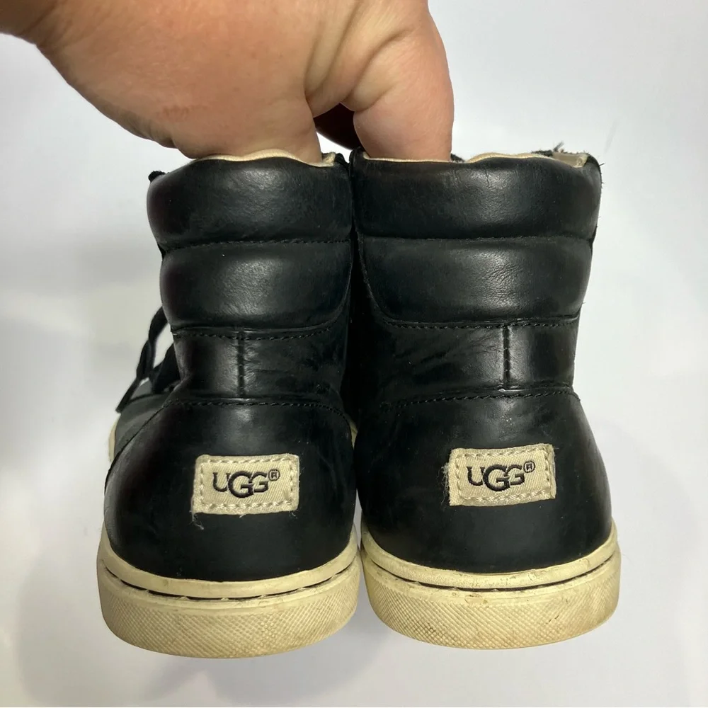 UGG Gradie‎ black leather high top sneakers women’s size 7.5 casual timeless